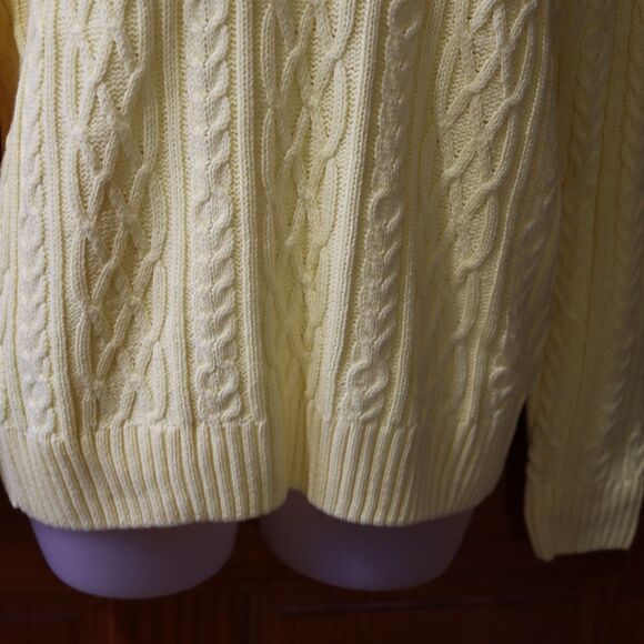 Croft & Barrow VTG Bright Cheerful Yellow Cable Knit Vneck Sweater Button Detail - Picture 5 of 13